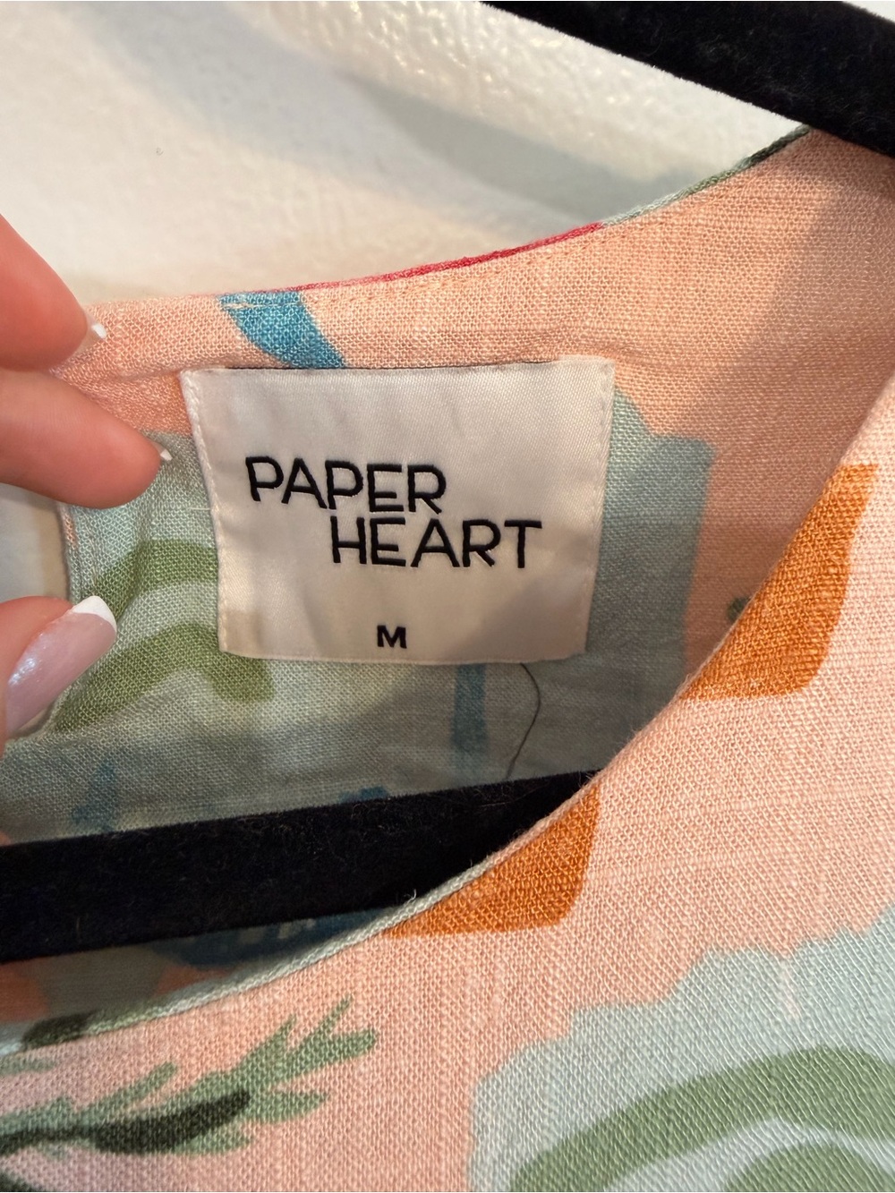 ☀️🍑 Paper Heart Women’s Summer Print Linen Style Mini Dress 🍋🌿 - Picture 3 of 4